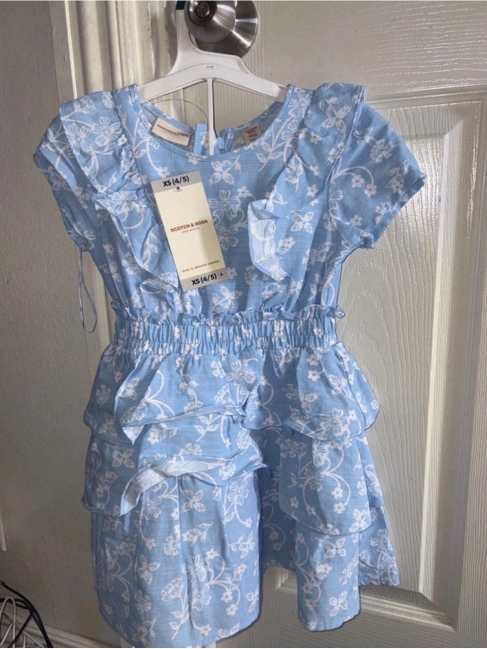 Scotch & Soda Light Blue Floral Ruffle Dress